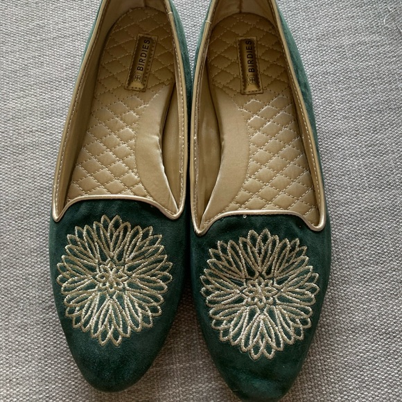 Birdies Shoes - NWOT birdies green and gold flats